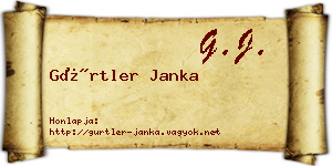 Gürtler Janka névjegykártya